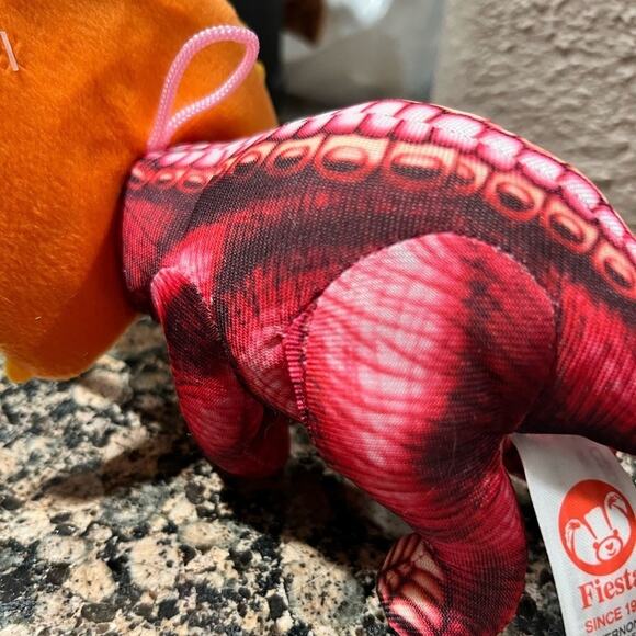 FIESTA Triceratops 8" Printed Plush Stuffed Dinosaur Red Pink NWT - Picture 6 of 9